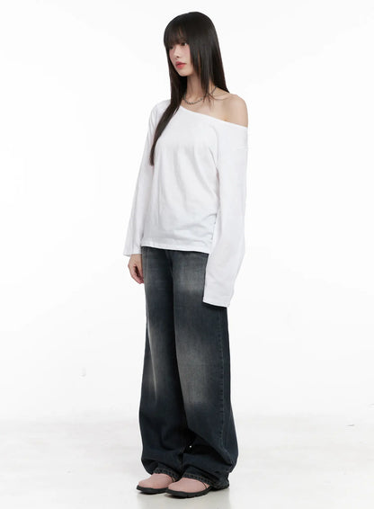 Celi Vintage Wash Wide-Leg Jeans CG515