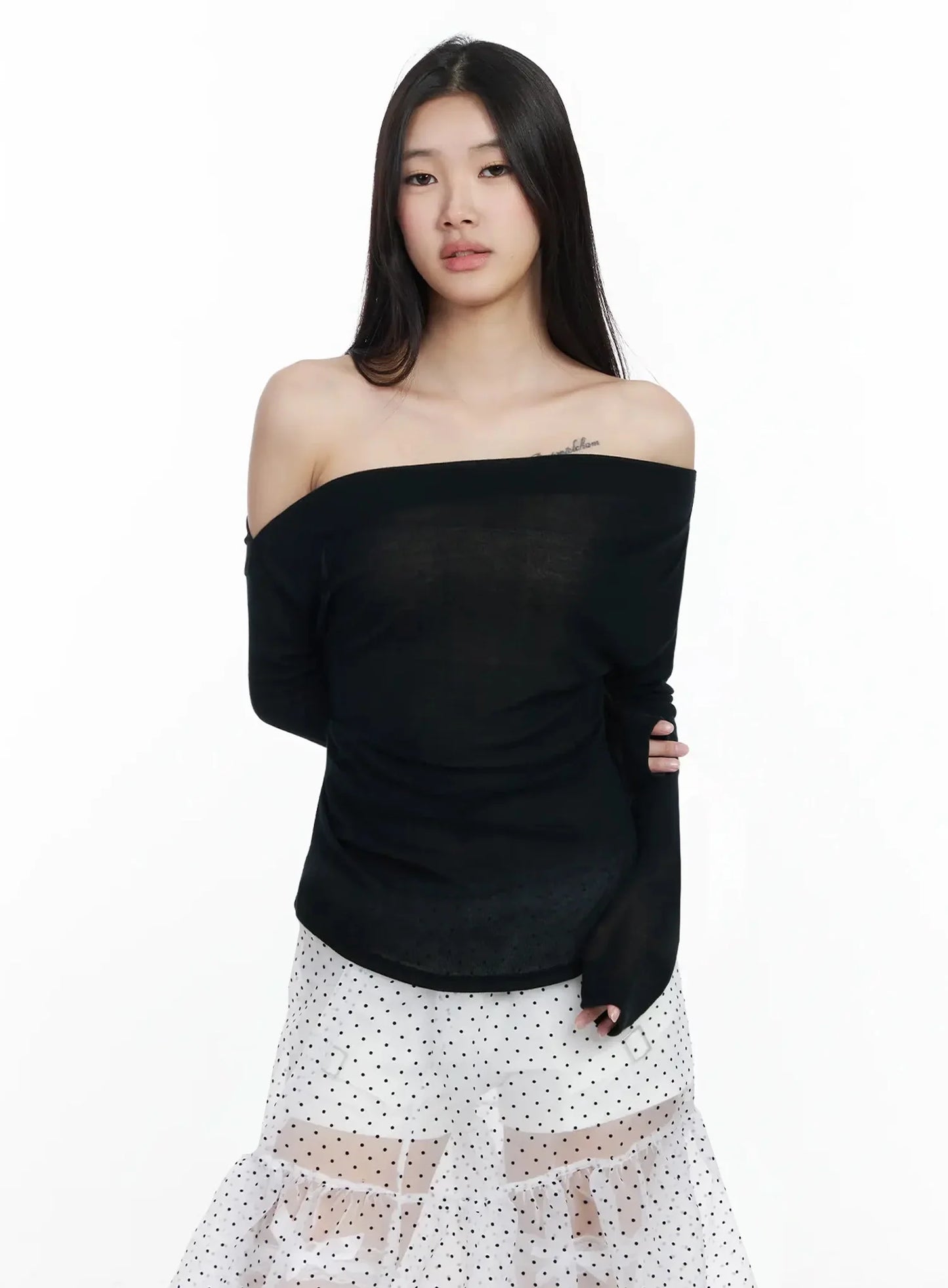 Asymmetrical Off-Shoulder Top IM504