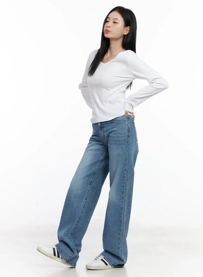 Basic V-Neck Long Sleeve Tee CJ519