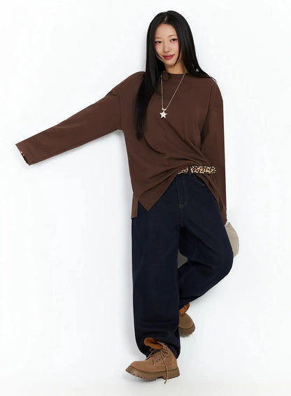 Annette Dark-Wash No-Fade Baggy Jeans IA507
