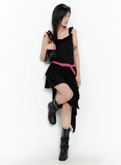 Asymmetric Ruffle Sleeveless Top CL528