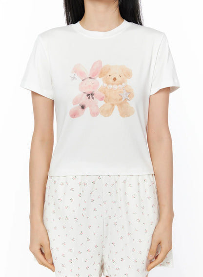 Animal Print Cropped Tee IU516