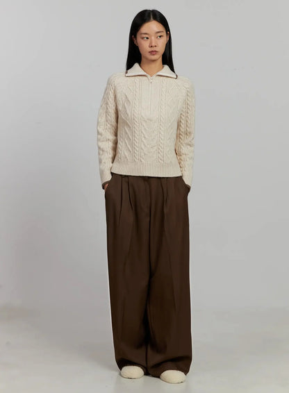 Brown Pleated Slacks IJ505