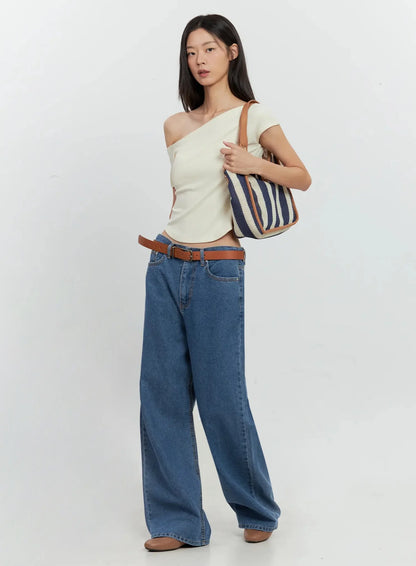 Asymmetric Ribbed Short-Sleeve IL528