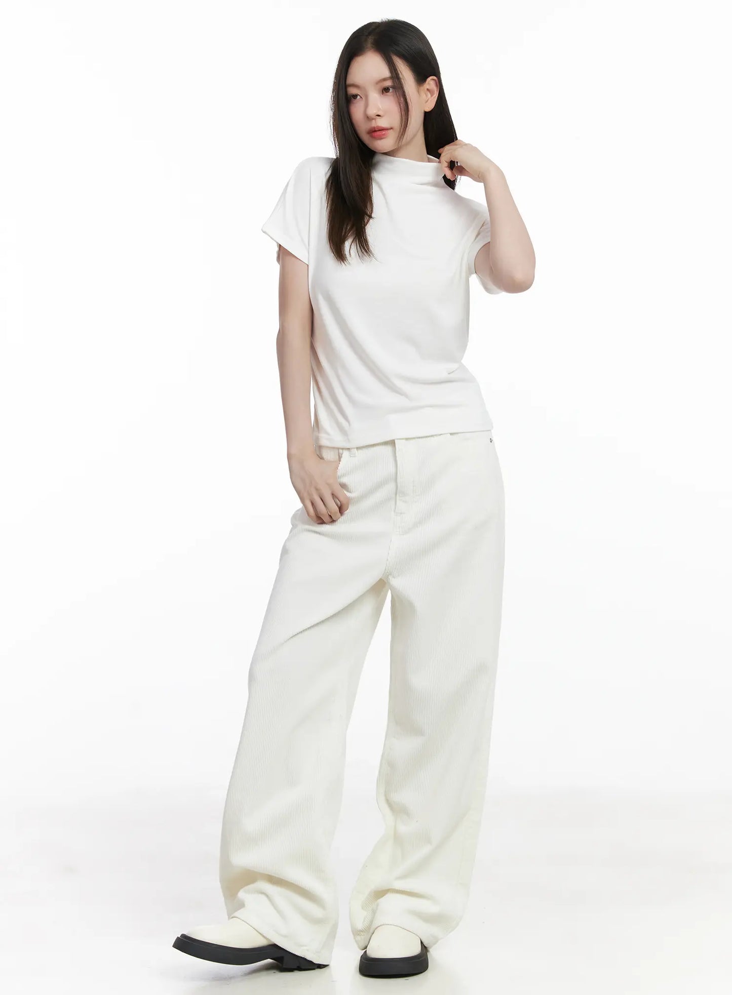Basic Mock Neck Short Sleeve Top CJ507