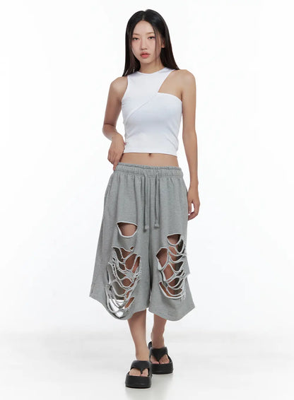 Asymmetric Ribbed Cropped Tank CL508