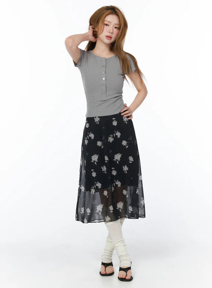 Casual Ribbed Button-Up Top CY508