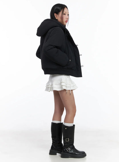 Button Faux Fur Crop Puffer Jacket CD529