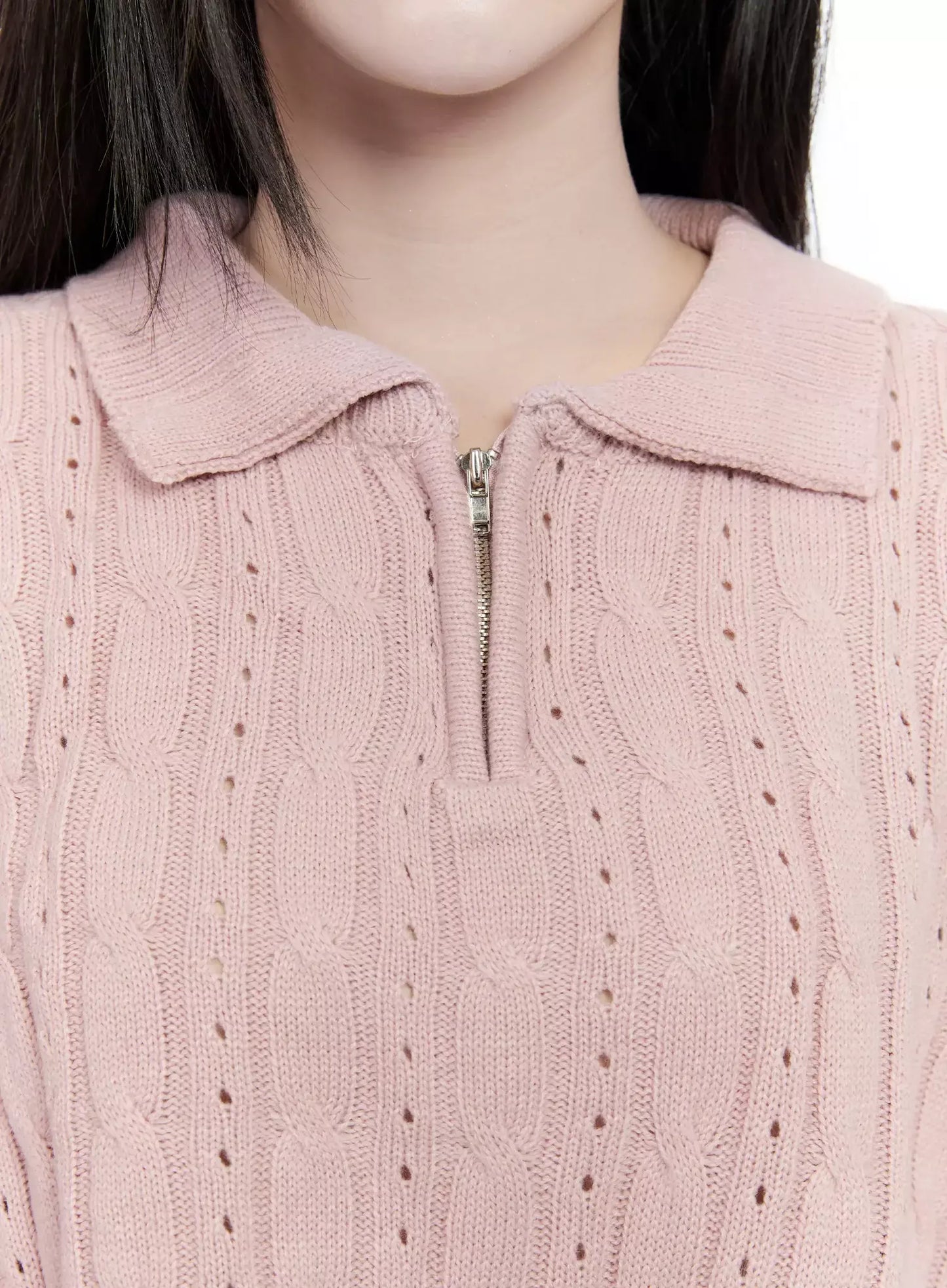 Cable Knit Half-Zip Sweater IO520