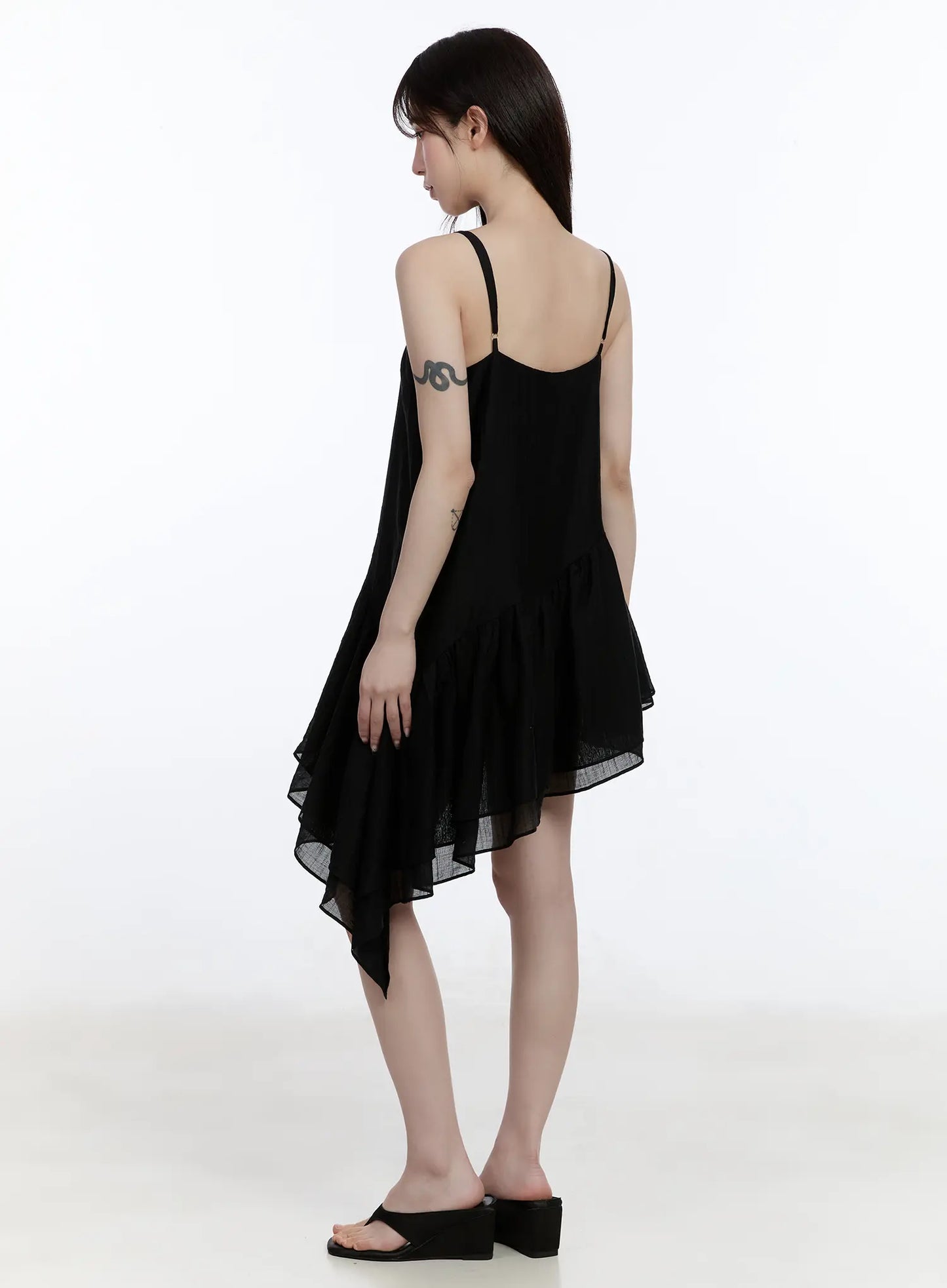 Asymmetric Hem Chiffon Mini Dress CA501