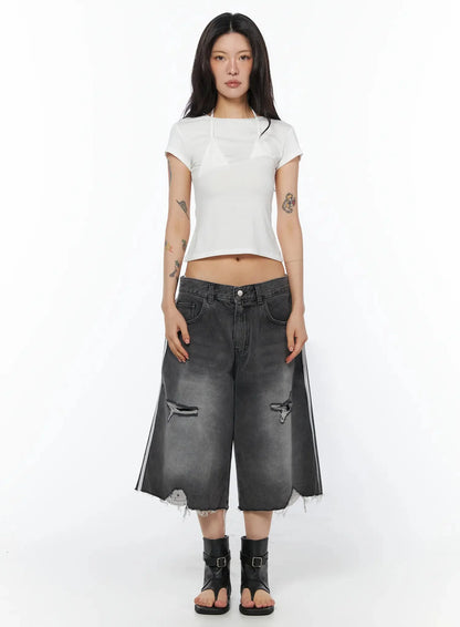 Asymmetric Layered Crop Tee IU509