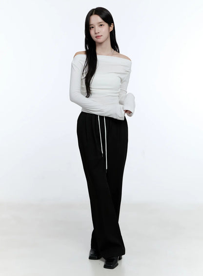 Chic Off-Shoulder Long-Sleeve Top CG512