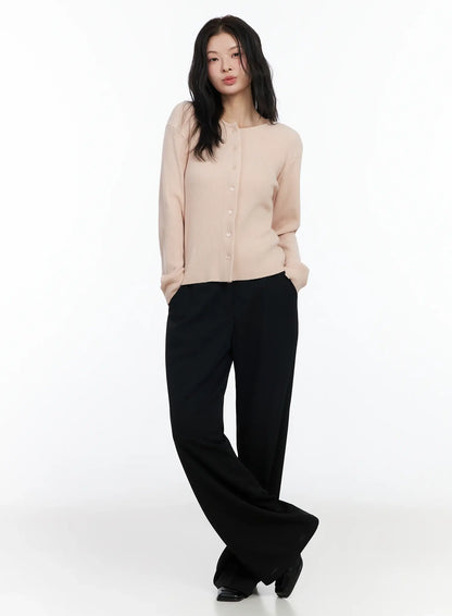 Basic Slim Round Neck Cardigan IM524