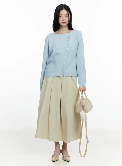 Asymmetrical Button Long Cardigan F502