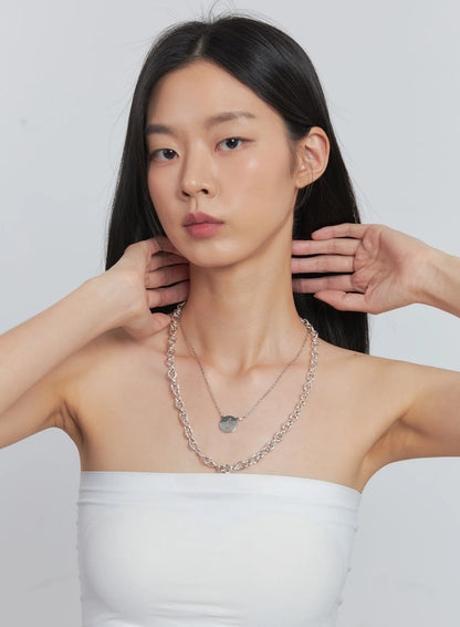 Alice Two-line Chain and L-pendant Necklace IU512