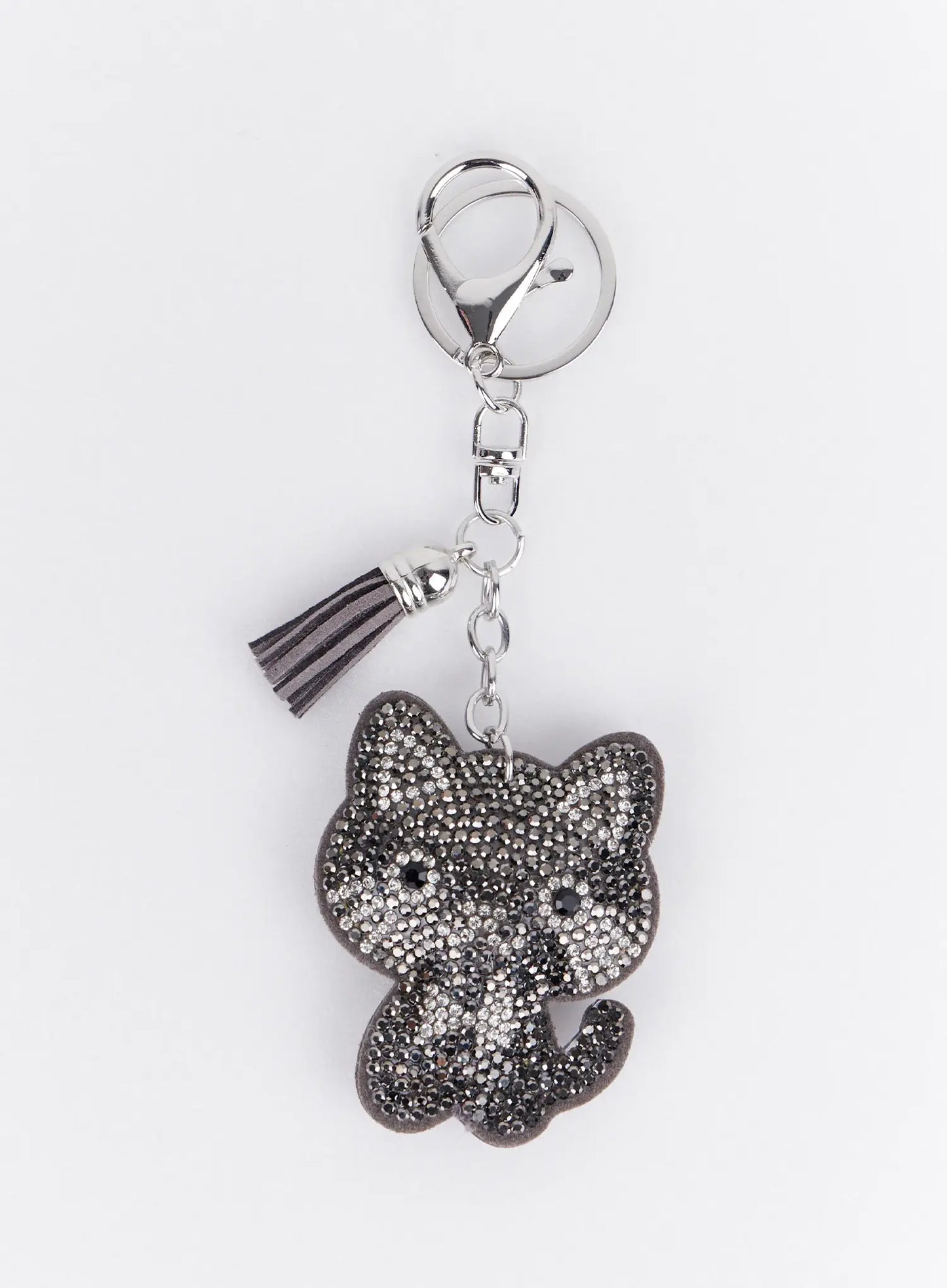 Black and White Rhinestone Ribbon Character Keychain IA524