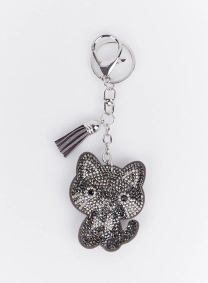 Black and White Rhinestone Ribbon Character Keychain IA524