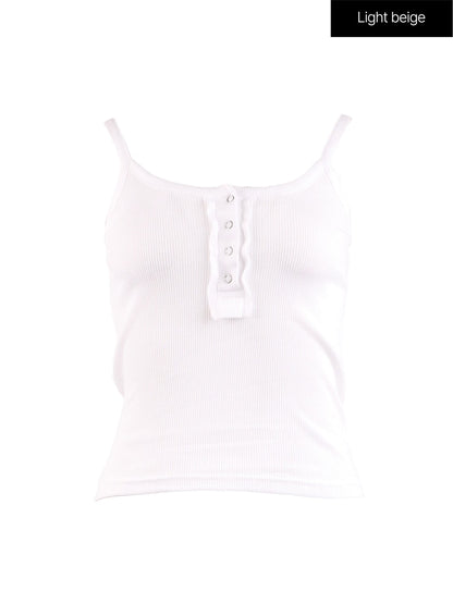Basic U-Neck Snap Button Tank Top OJ424