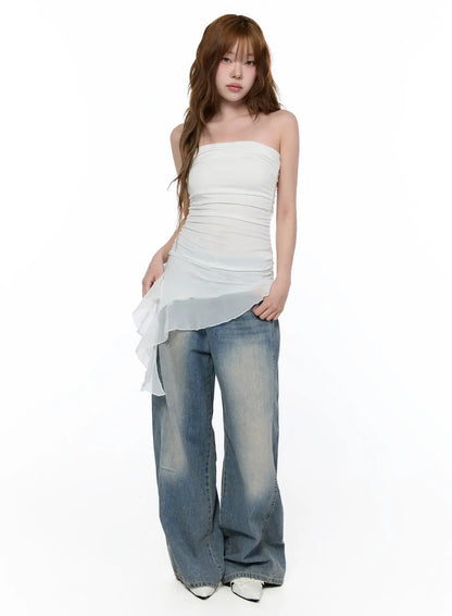 Amoura Wide Leg Washed Jeans CA521