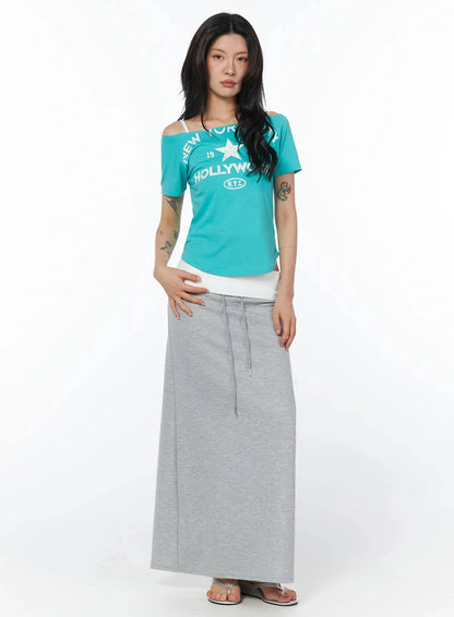 Casual Foldover Maxi Skirt IU509