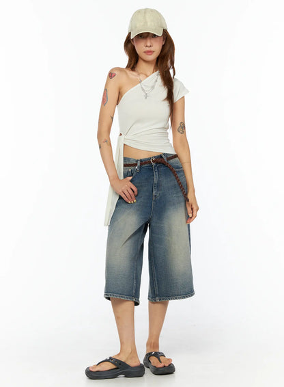 Asymmetric One-Shoulder Tie Top CU517