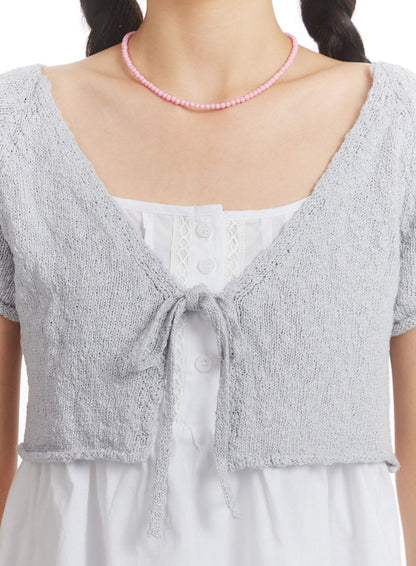 Bowknot Short Sleeve Cardigan OM406