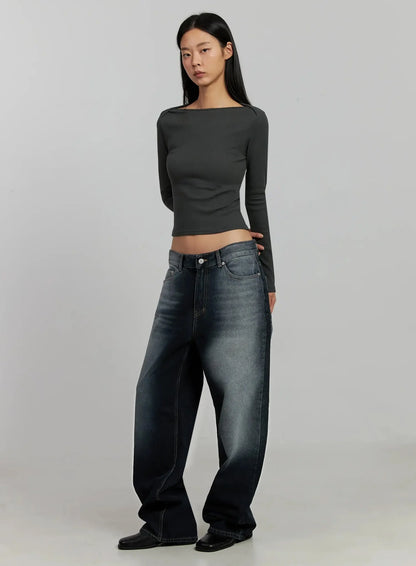 Chaya Washed Wide Jeans IJ505