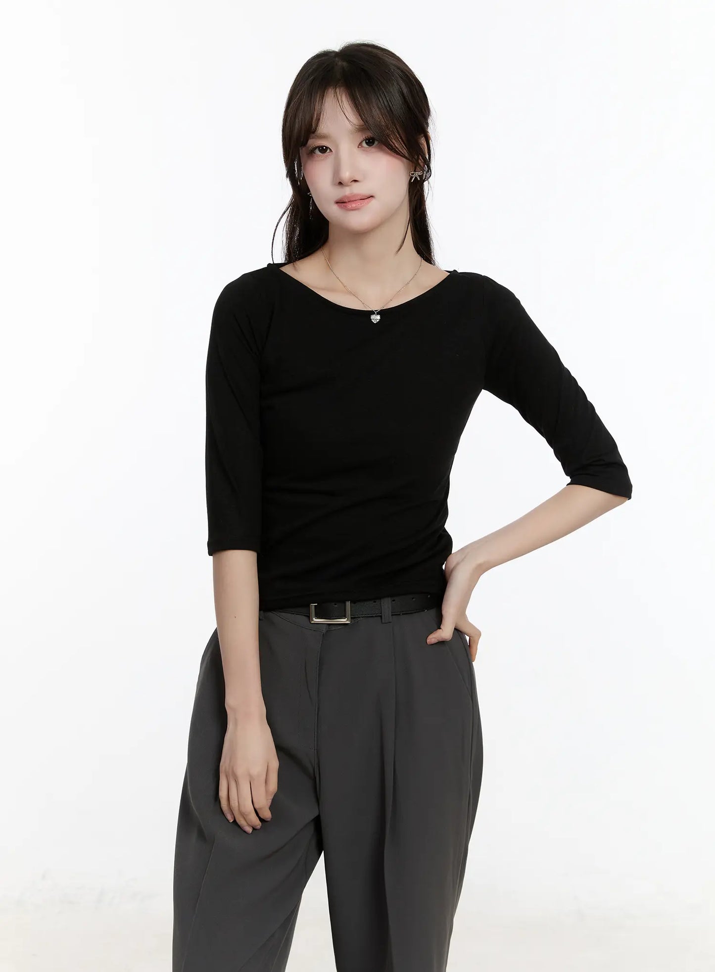 Basic U-Neck 3/4 Sleeve Tee CM505