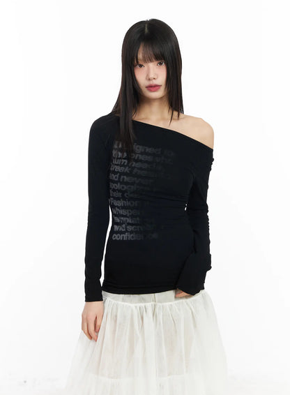 Asymmetric Graphic Long Sleeve Top CF527