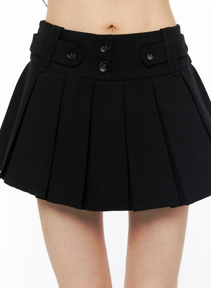 Buttoned Pleated Mini Skirt CU511
