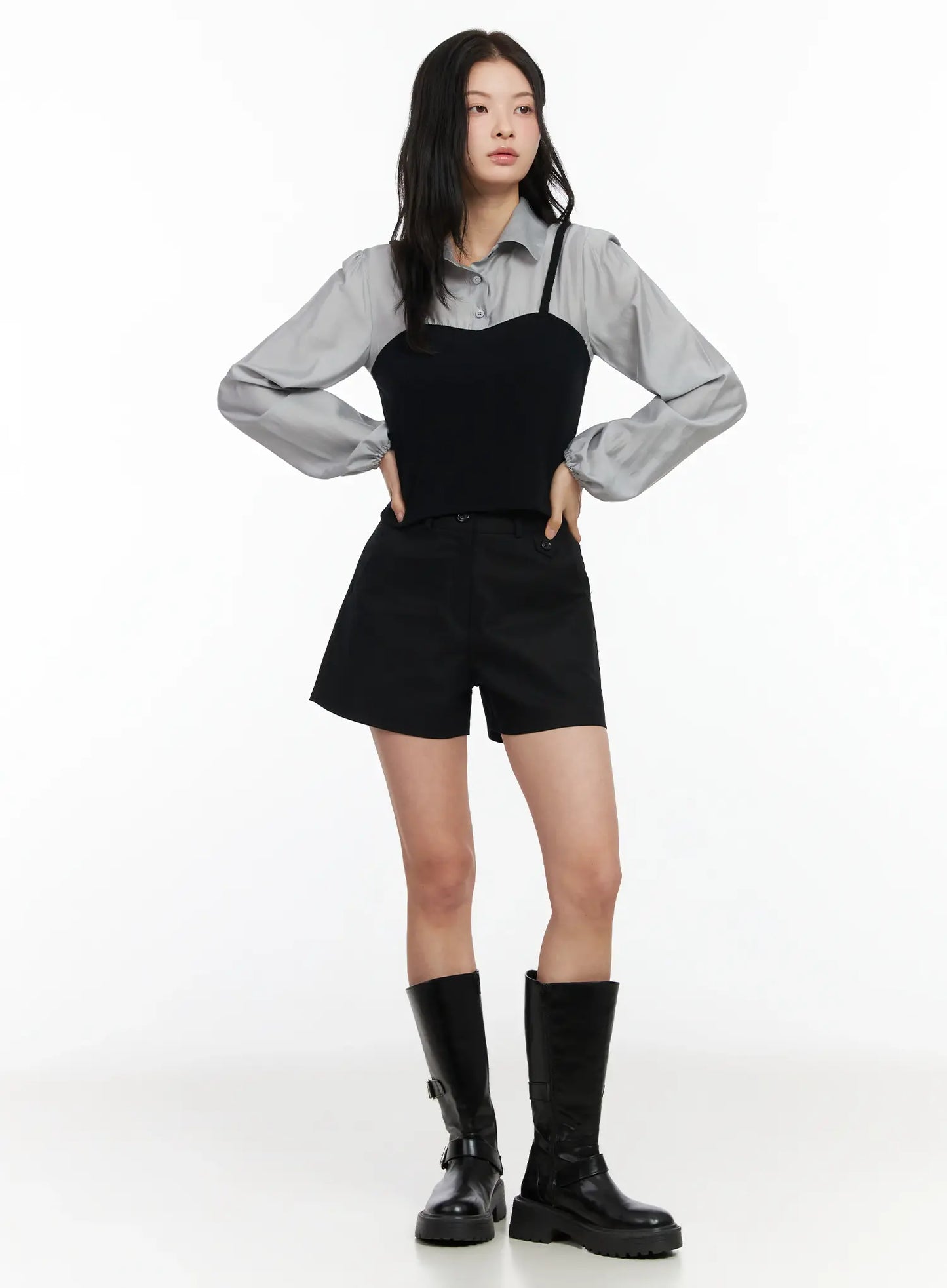 Button Detail Cotton Shorts IM524
