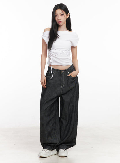 Asymmetric Short Sleeve Wrap Shirt IY516