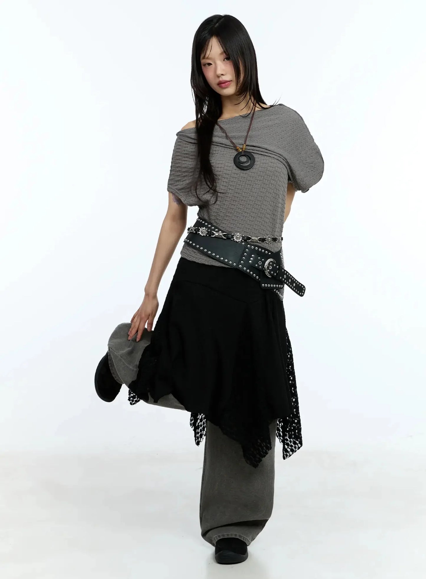 Asymmetric One-Shoulder Loose-Fit Top IU525