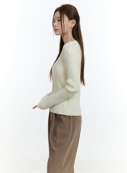 Basic Ribbed V-Neck Cardigan CF503