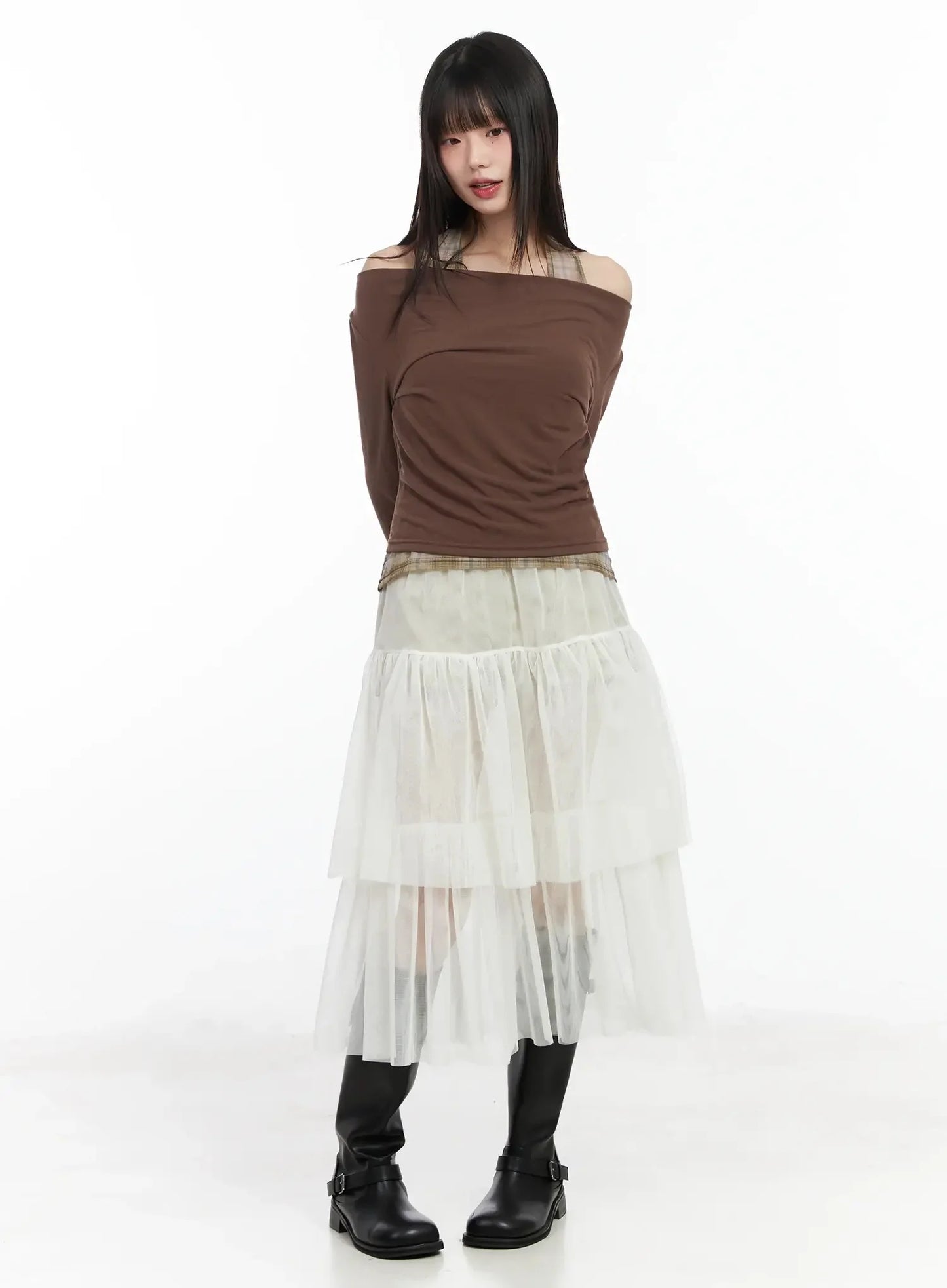 Chiffon Layered Midi Skirt IM523