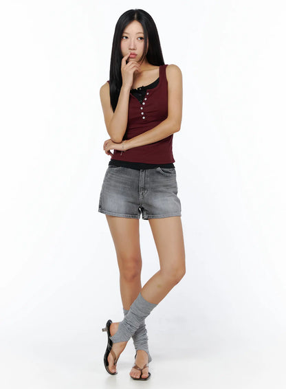 Basic Button Tank Top CU515