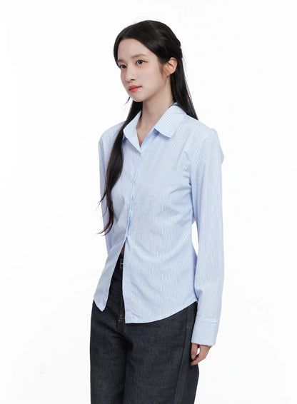 Classic Striped Button-Up Shirt CS519