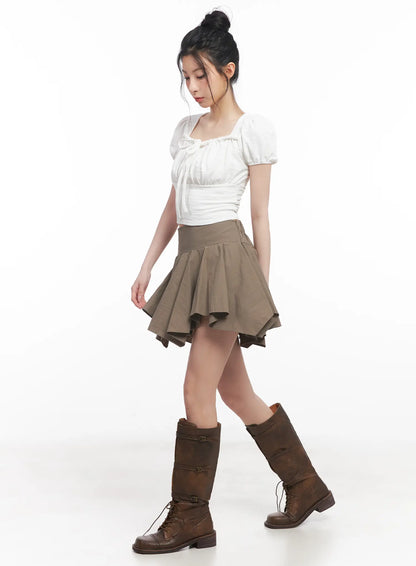 Asymmetric Ruffle Mini Skirt CU510
