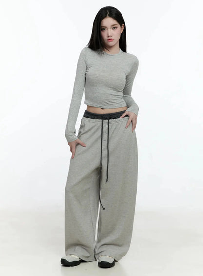 Casual Long Sleeve Crop Tee IO527