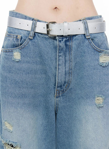 Ares Wide Leg Distressed Jeans IU512