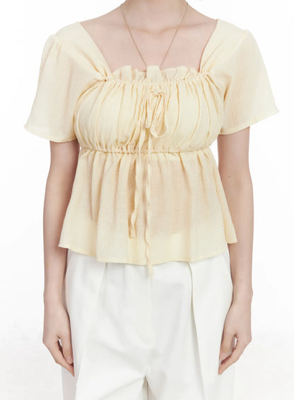 Chiffon Ruffle Short Sleeve Blouse CA510