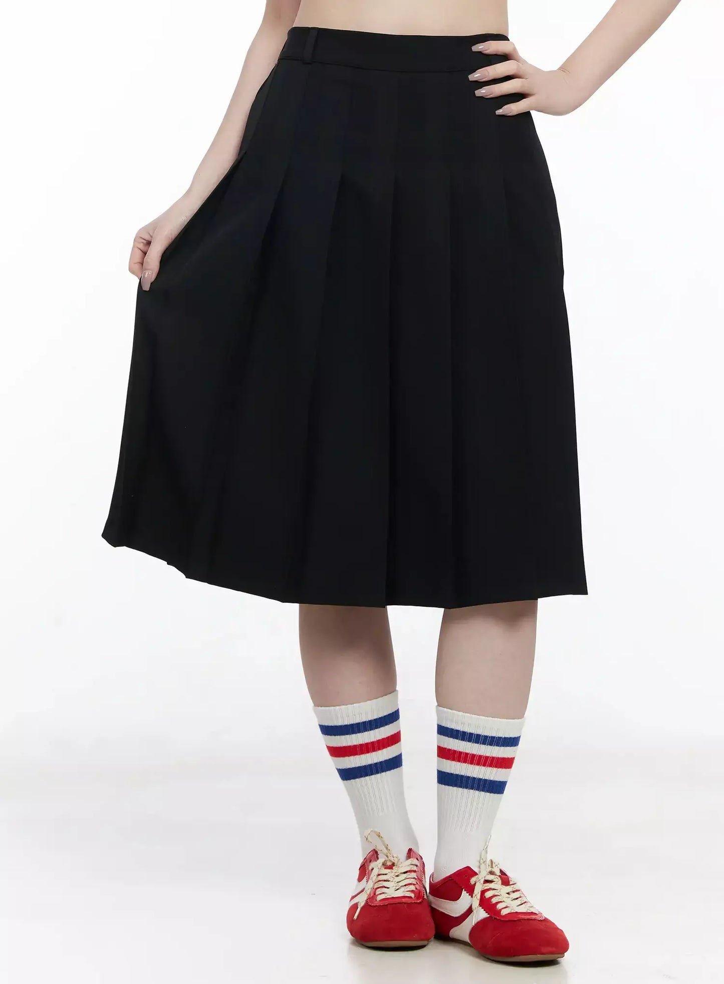 Basic Pleated Midi Skirt IF502