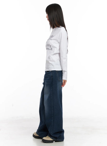 Chic Lettering Long Sleeve Tee CN521