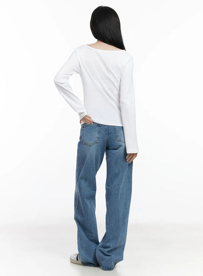 Basic V-Neck Long Sleeve Tee CJ519