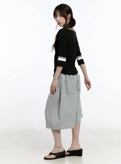 Casual Numeric Print Boatneck Top CA503