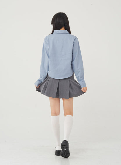 Basic Tone Down Color Crop Shirt BG23