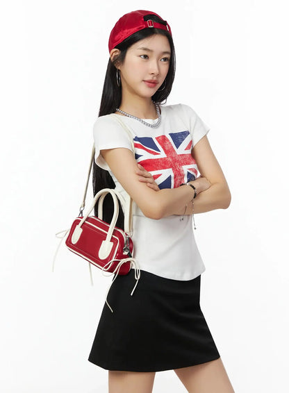 Bicolor Contrast Square Tote Bag IM530