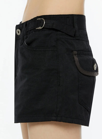 Black Cargo Pocket Shorts IU518