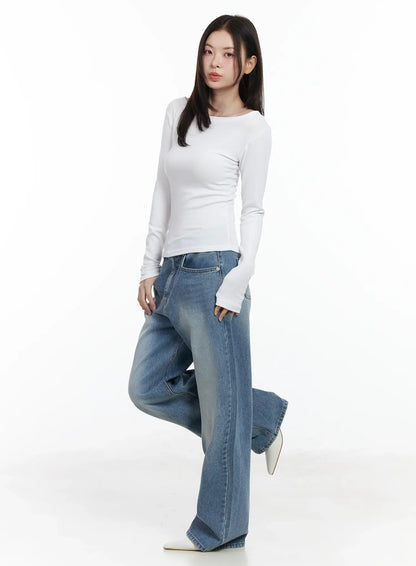 Basic Boat Neck Long Sleeve Top IF520