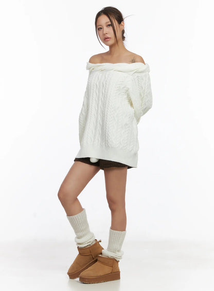 Cable Knit Pom-Pom Shorts CJ512